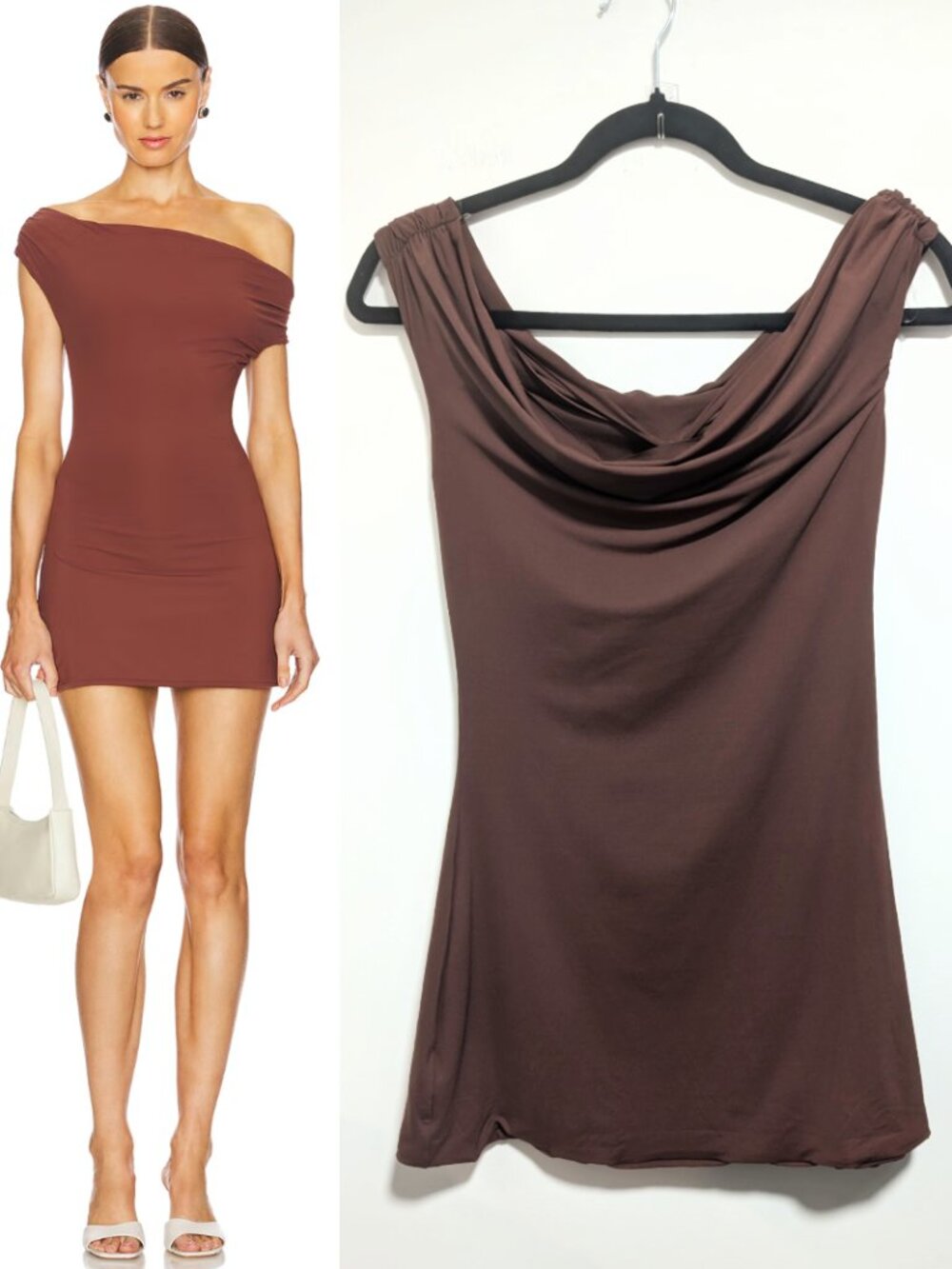 Bond-Eye | Nixi Cowl Neck Sleeveless Mini Dress In Arabica